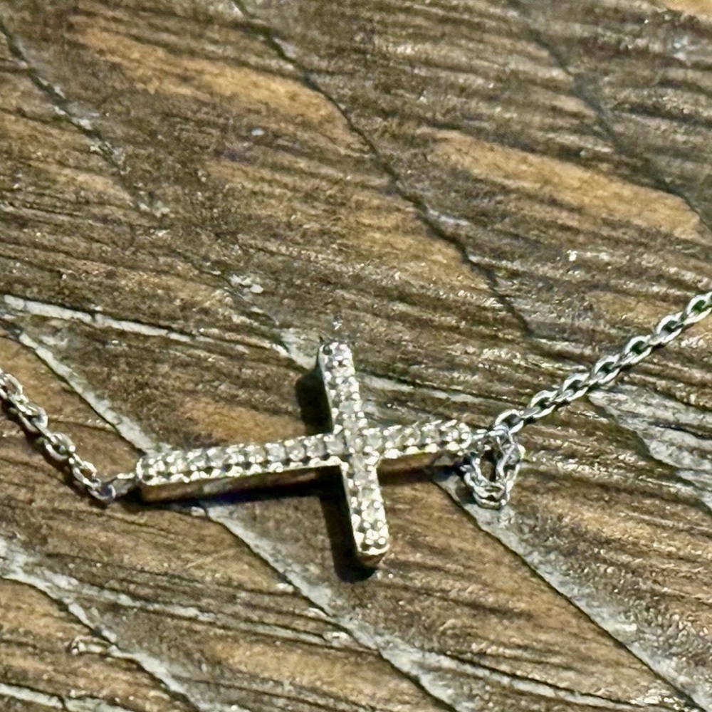 Elegant Silver and Diamond Cross Bracelet